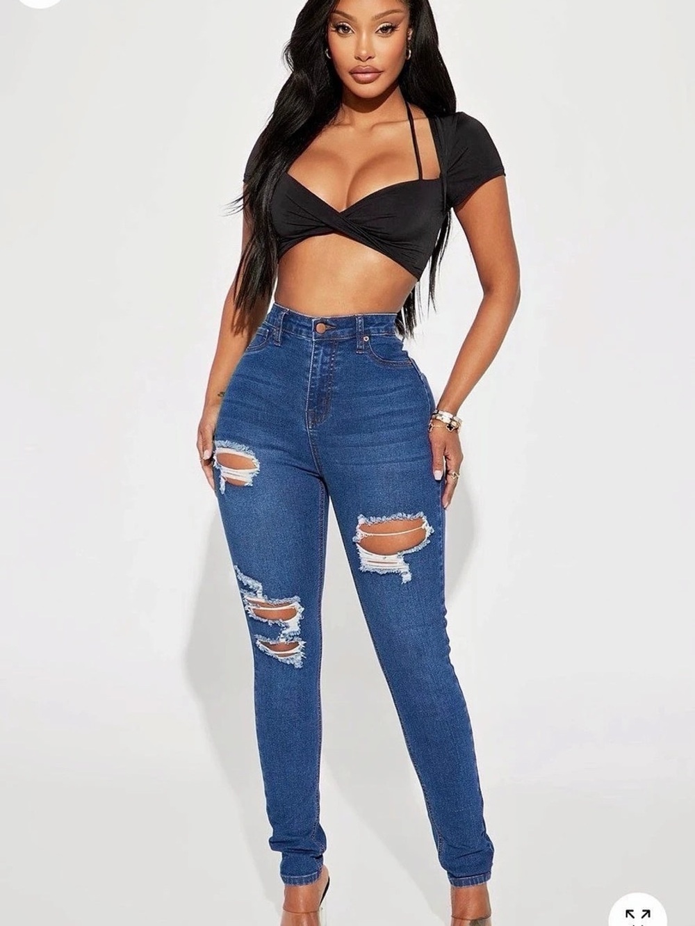 Fashion Nova-Bedford booty sculpting ripped high rise stretch skinny jeans